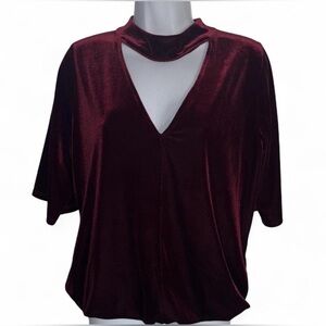 Veronica M. Women’s Velvet Choker Top V-Neck Size M Boho Whimsigoth Grunge USA